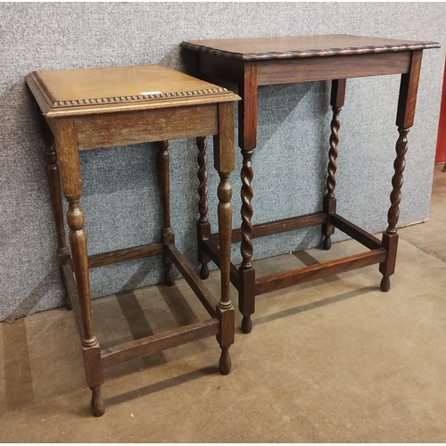 117 - An early 20th Century oak barleytwist occasional table and one other