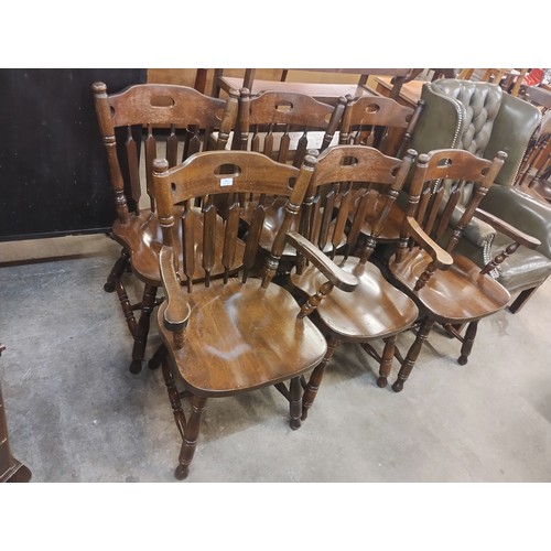 140 - A set of six Dutch style beech kitchen chairs