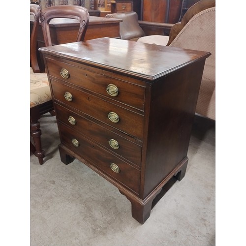 203 - A George III style mahogany chest of drawers, converted to a commode