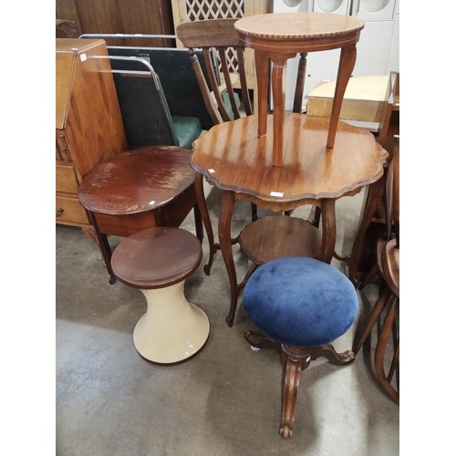 213 - Assorted occasional tables and stools