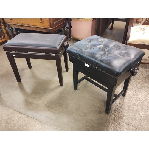 220 - Two ebonised piano stools