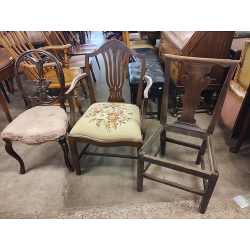 221 - Three assorted 19th Century dining chairs