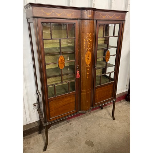 93 - An Edward VII inlaid mahogany display cabinet