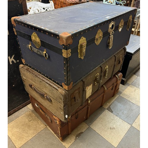 267 - Three vintage steamer trunks