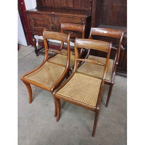 232 - A set of four Regency mahogany bergere chairs and seven other bergere chairs