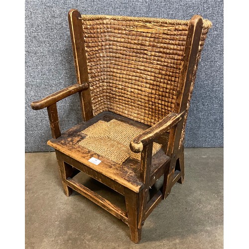 96 - A Liberty & Co. child's pine and straw Orkney chair