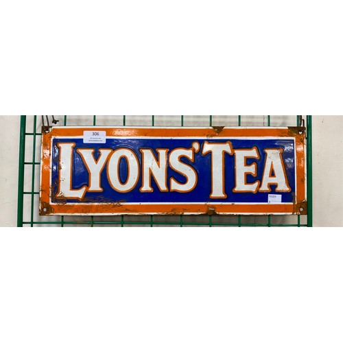 306 - A Lyons Tea enamelled metal advertising sign