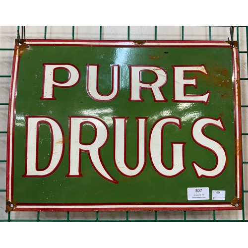 307 - A Pure Drugs enamelled metal sign