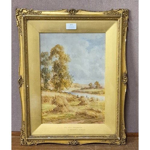 371 - H. Pennell, On the Derwent, watercolour, framed