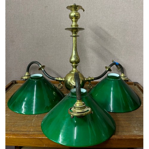 325 - A Victorian style brass & green glass electrolier