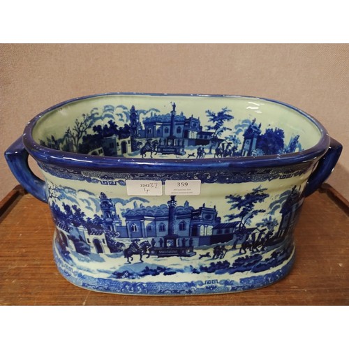 359 - A Staffordshire style flow blue porcelain footbath