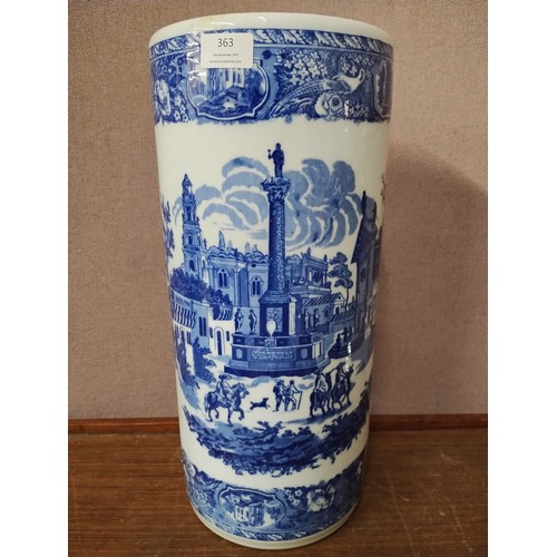 363 - A Staffordshire style blue and white porcelain stick stand