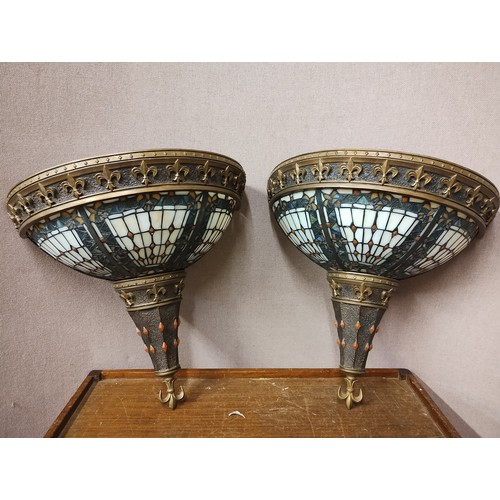 367 - A pair of Tiffany style wall lights