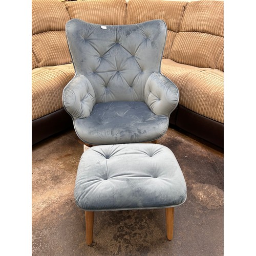 3083 - A Melade chair with footstool in aqua