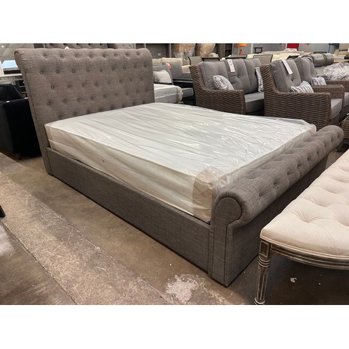 3156 - A double side lift ottoman grey fabric bed frame