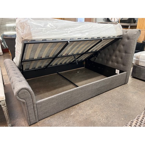 3156 - A double side lift ottoman grey fabric bed frame