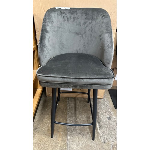 3133 - Mayfair Velvet Bar Stool Charcoal, Original RRP £133.33  + vat (460-20)    * This lot is subject to ... 