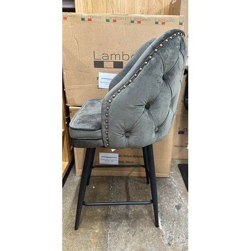 3133 - Mayfair Velvet Bar Stool Charcoal, Original RRP £133.33  + vat (460-20)    * This lot is subject to ... 