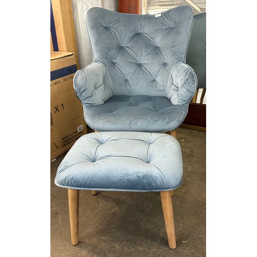 3164 - A Melade chair with footstool in aqua