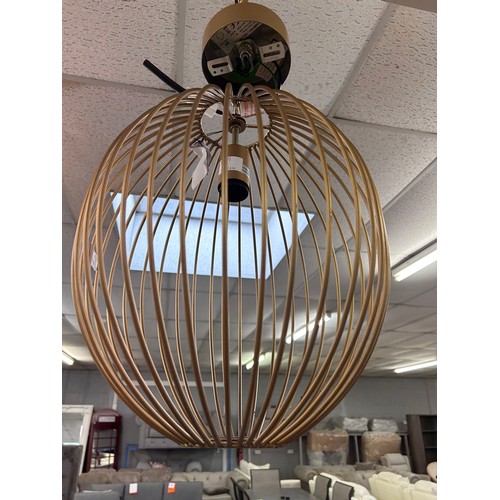 3109 - A pair of gold wire spherical ceiling pendants