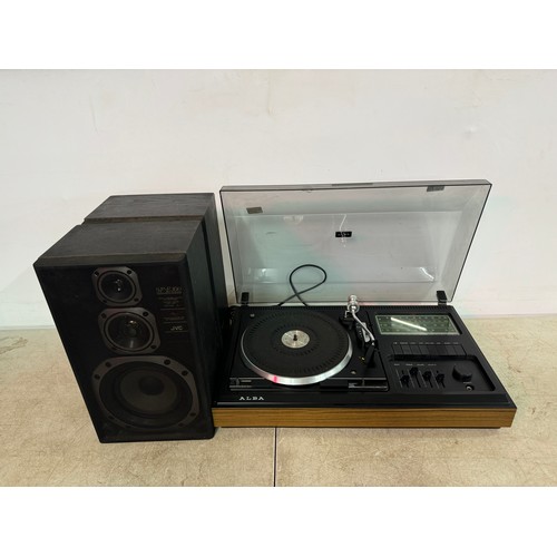 5102 - An Alba radio model 8070 record player with a pair of JVC SP-F300BKE speakers