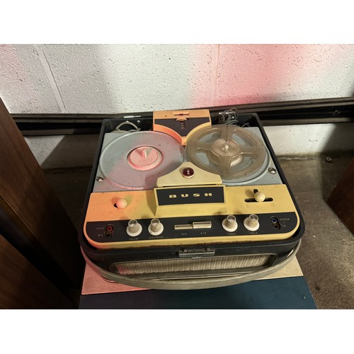 5108 - A vintage Dansette Challenge RG5 BSR record player, a vintage Bush Reel to Reel player and a pair of... 