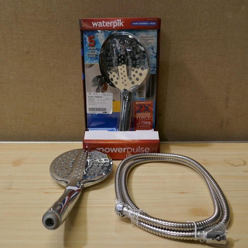 6216 - 2 Waterpik Powerpulse   Shower Heads And Hose (335-339,400) *This lot is subject to Vat