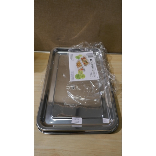 6235 - Sabert Rectangular Mix Silver Platters and Cafe Express 38Oz Plastic Containers with Lids  (335-124,... 