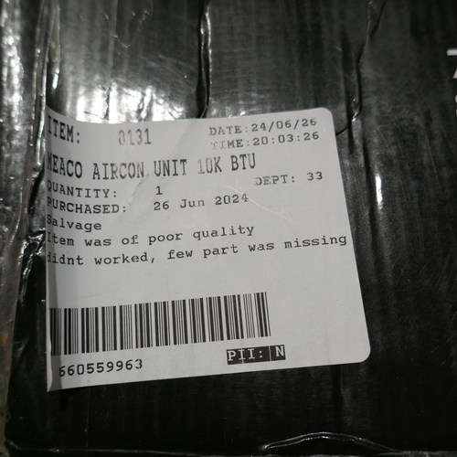 6185 - Meaco Aircon Unit 10K Btu, NO REMOTE, Original RRP £299.99 + Vat (335-88) *This lot is subject to Va... 