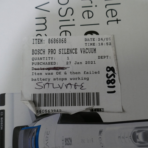 6271 - Bosch Pro Silence Vacuum Cleaner, Bch86Silgb , Original RRP £169.99 + Vat (335-541) *This lot is sub... 