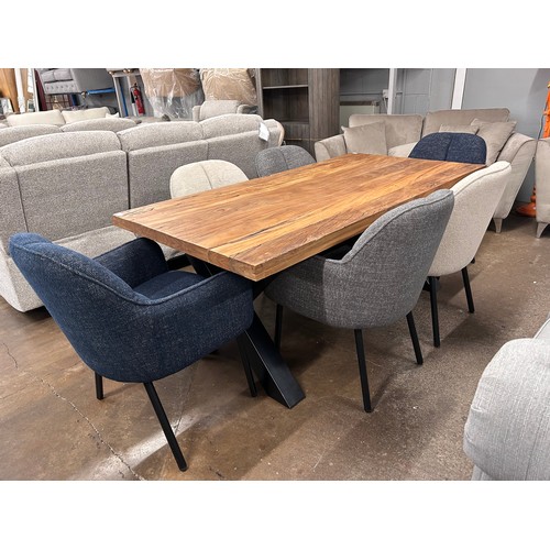 3084 - A Lex 180cm dining table and six charcoal swivel chairs  * This lot is subject to VAT