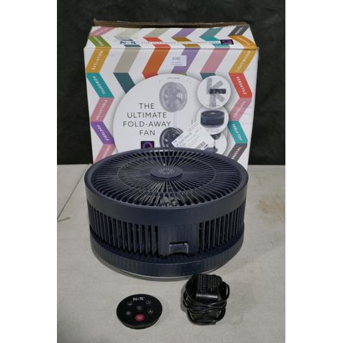 6280 - Nsa Folding Stand Fan with Remote, Charger and Box     (335-32) *This lot is subject to Vat