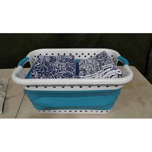 6286 - Pop & Load Laundry Basket Containing V&A Samara Hand Towels and a Grandeur Bath Towel (Marked)  (335... 