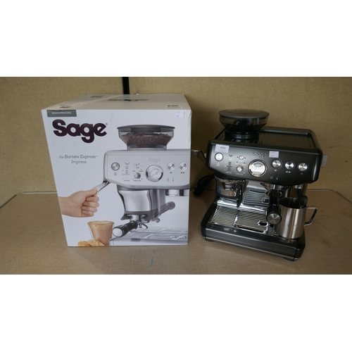 6002 - Sage Barista Impress Black Stainless Coffee Machine with Box (Model No: SES876BST) Original RRP £539... 