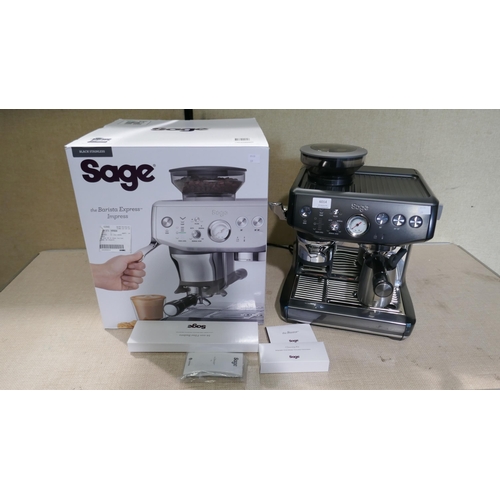 6014 - Sage Barista Impress Black Stainless Coffee Machine with Box (Model No: SES876BST) Original RRP £539... 