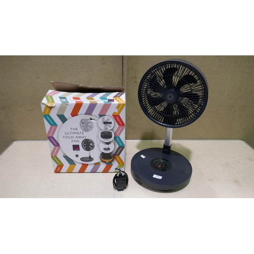 6052 - Nsa Folding Stand Fan with Remote, Charger and Box    (335-211) *This lot is subject to Vat