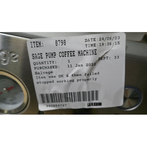 6149 - Sage Pump Coffee Machine , Original RRP £449.99 + Vat (335-587) *This lot is subject to Vat