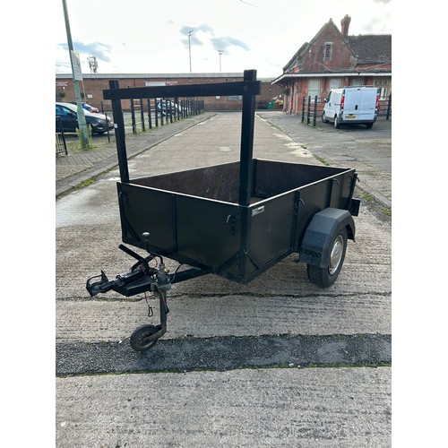 5297 - A metal framed wooden trailer with 1 tonne capacity - with handbrake 

 On view Friday 9.30-4.45pm a... 