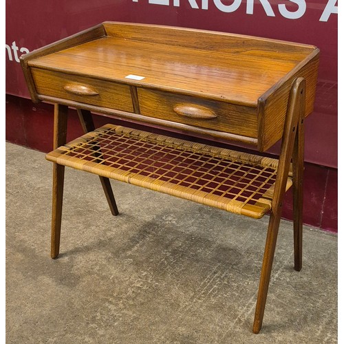 1 - A Danish Soren Rasmussen teak and rattan two drawer side table