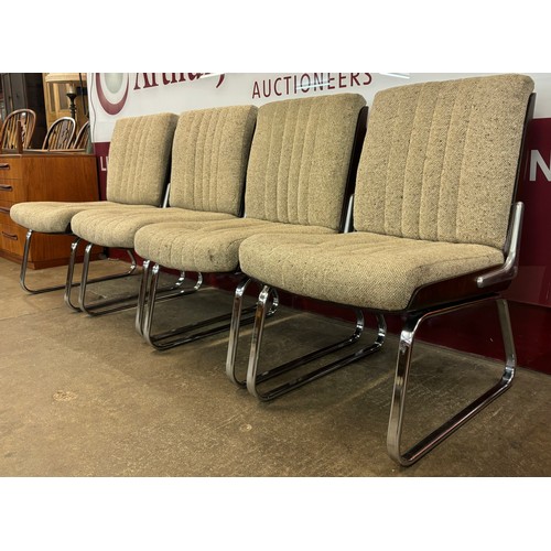 37 - A set of four Gordon Russell rosewood, chrome and fabric upholstered lounge chairs. CITES A10 no. 24... 