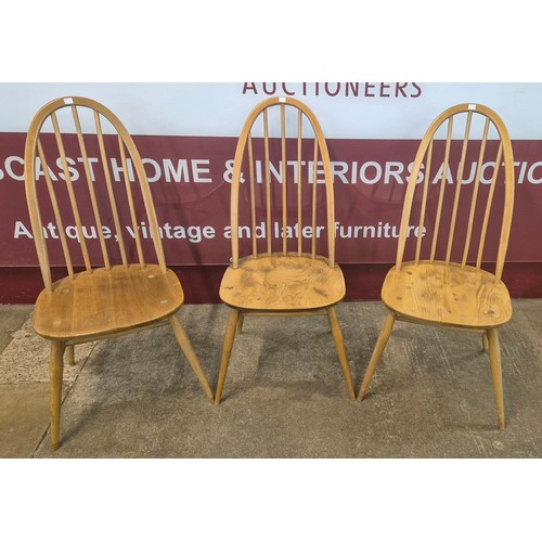 43 - A set of three Ercol Blonde and elm and beech Quaker chairs