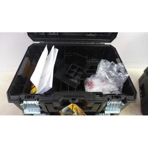 5005 - A set of four Dewalt T-Stak compatible stacking tool boxes and a Dewalt DCB105 XR Li-Ion battery cha... 