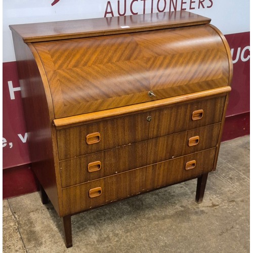 50G - A Swedish S.M.I teak cylinder bureau, designed by Egon Ostergaard