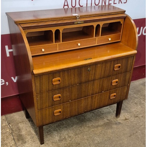 50G - A Swedish S.M.I teak cylinder bureau, designed by Egon Ostergaard