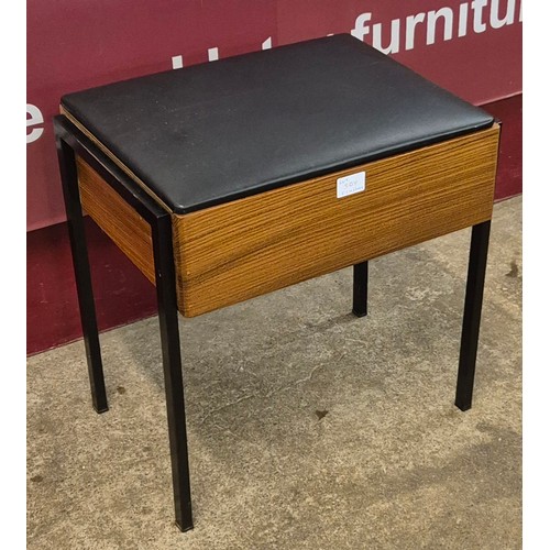 50Y - A teak and black vinyl stool