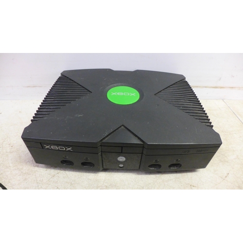 5048 - Three gaming consoles - Playstation 2, Playstation 3 and a original Xbox and two original Xbox contr... 