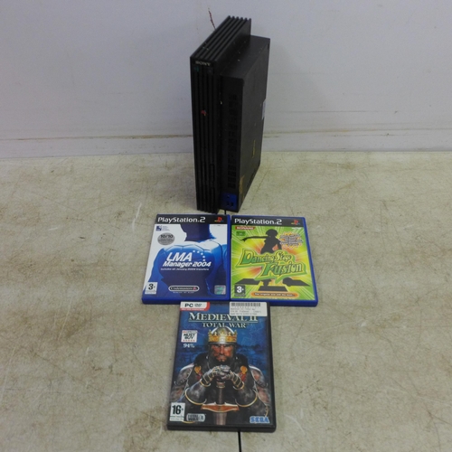 5048 - Three gaming consoles - Playstation 2, Playstation 3 and a original Xbox and two original Xbox contr... 