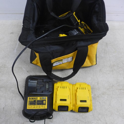 5006 - Three Dewalt 4.0 AH 18v XR Li-ion batteries, two Dewalt 2.0 AH 18v XR Li-Ion batteries, a Dewalt DBC... 