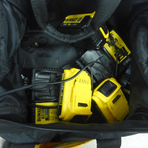 5006 - Three Dewalt 4.0 AH 18v XR Li-ion batteries, two Dewalt 2.0 AH 18v XR Li-Ion batteries, a Dewalt DBC... 