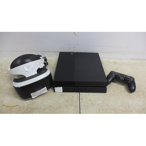 5057 - A Playstation 4 console with wireless Playstation 4 controller, power cable, a Playstation VR headse... 